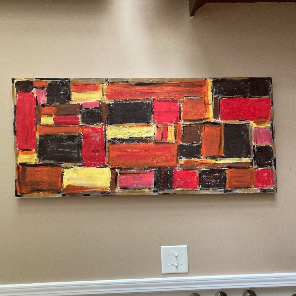 Mid Century Era Style Original Painting on Canvas